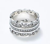 Or Paz Sterling Silver Floral Lace Spinner Ring Size 8